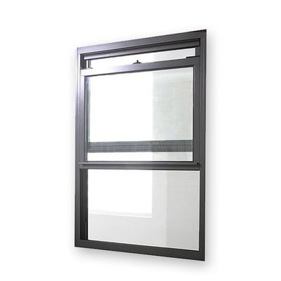Aluminum Double Glazed Windows in Blue with Clear Glass and FiberGlass Screen Netting
