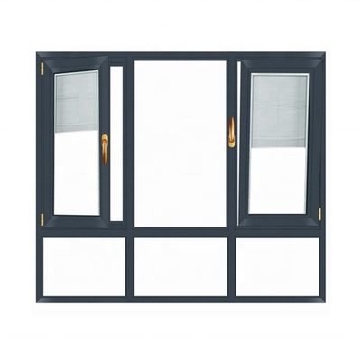 Horizontal Opening Pattern Aluminium Casement Windows With Blinds for Shielding Kitchen