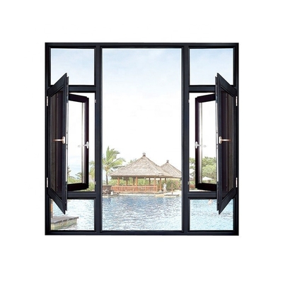 Horizontal Opening Pattern Aluminium Casement Windows With Blinds for Shielding Kitchen