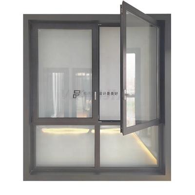 Horizontal Opening Pattern Aluminium Casement Windows With Blinds for Shielding Kitchen