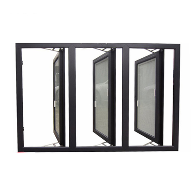 American Style Black Casement Windows with Double Glazing and FiberGlass Screen Netting