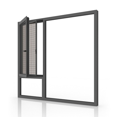 American Style Black Casement Windows with Double Glazing and FiberGlass Screen Netting