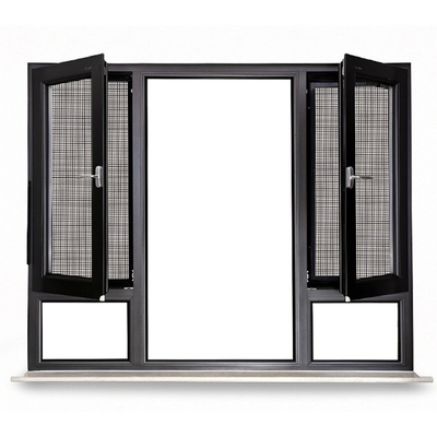 American Style Black Casement Windows with Double Glazing and FiberGlass Screen Netting