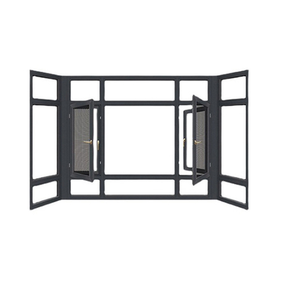 American Style Black Casement Windows with Double Glazing and FiberGlass Screen Netting