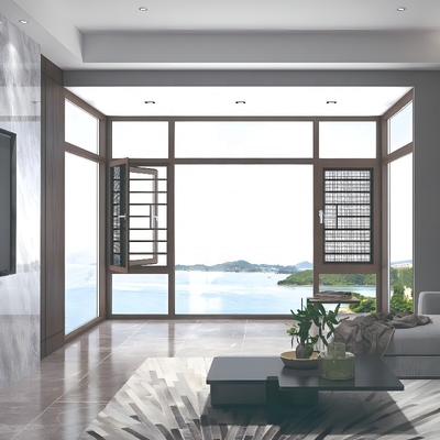Postmodern Design Aluminium European Glass Windows For Houses Folding Screen Casement