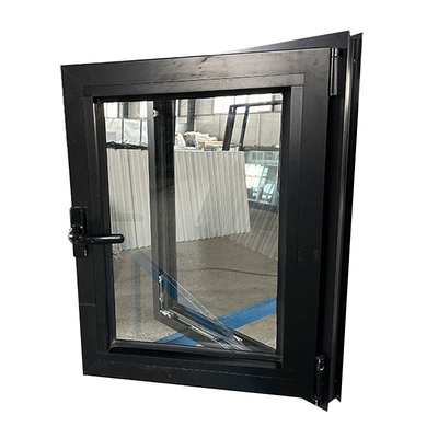 American Style Residential Black Aluminum Casement Windows with Double Safety Glass
