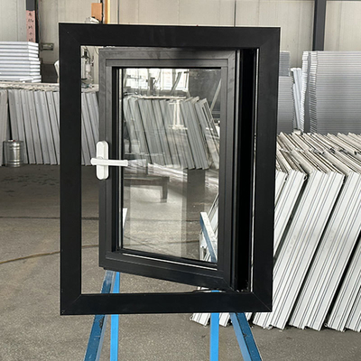 American Style Residential Black Aluminum Casement Windows with Double Safety Glass