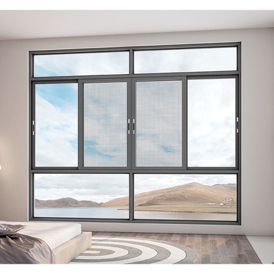 Large Size Double Glass Aluminum Sliding Windows with FiberGlass Screen Netting Material