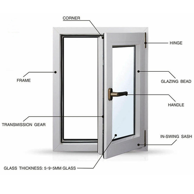 Plastic Frame High Security Impact Glass Casement Window with Double Glazing UPVC