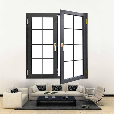 UPVC Thermal Break Double Glazed Casement Window with Steel Mesh Swing Hung Window