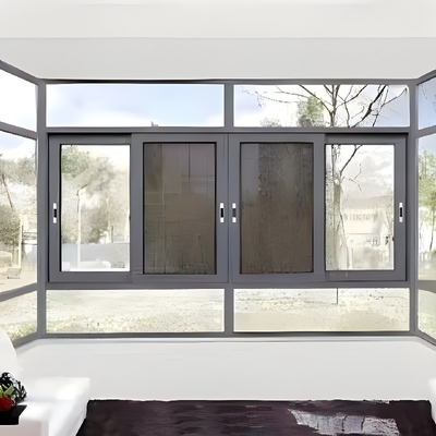 Sliding Open Close Aluminum Alloy Windows with Double Glass and Nylon Screen Netting