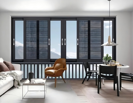 Commercial Plexiglass Windows Aluminum Windproof Sliding Window with Magnetic Screen