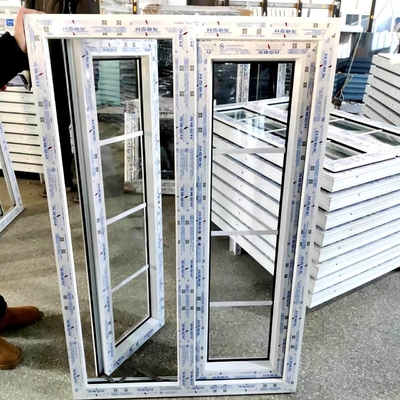 White Upvc Pvc Double Panel Casement French Windows with Horizontal Opening Pattern