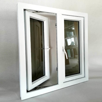 Customizable Double Glazed White Upvc Casement Windows With Screen And Sliding Window
