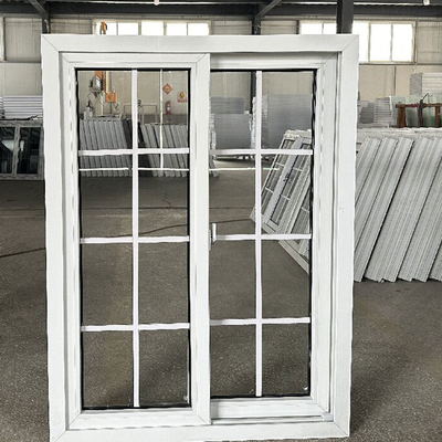 Home Office Customized White Pvc Windows With Grill Design Double Glass Slide Windows