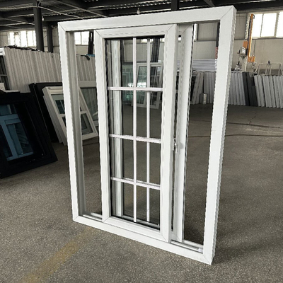 Home Office Customized White Pvc Windows With Grill Design Double Glass Slide Windows