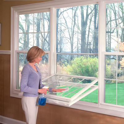 Secure Double Hung Window Latch with Contemporary Design and FiberGlass Screen Netting